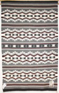 Geometric patterned textile with earth tones.